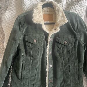 Lucky Brand Green Corduroy Jacket with Sherpa Lining